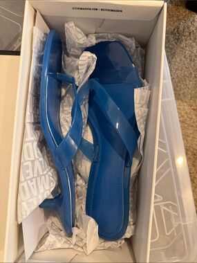 Steve Madden Glossy Cobalt Slide Sandals